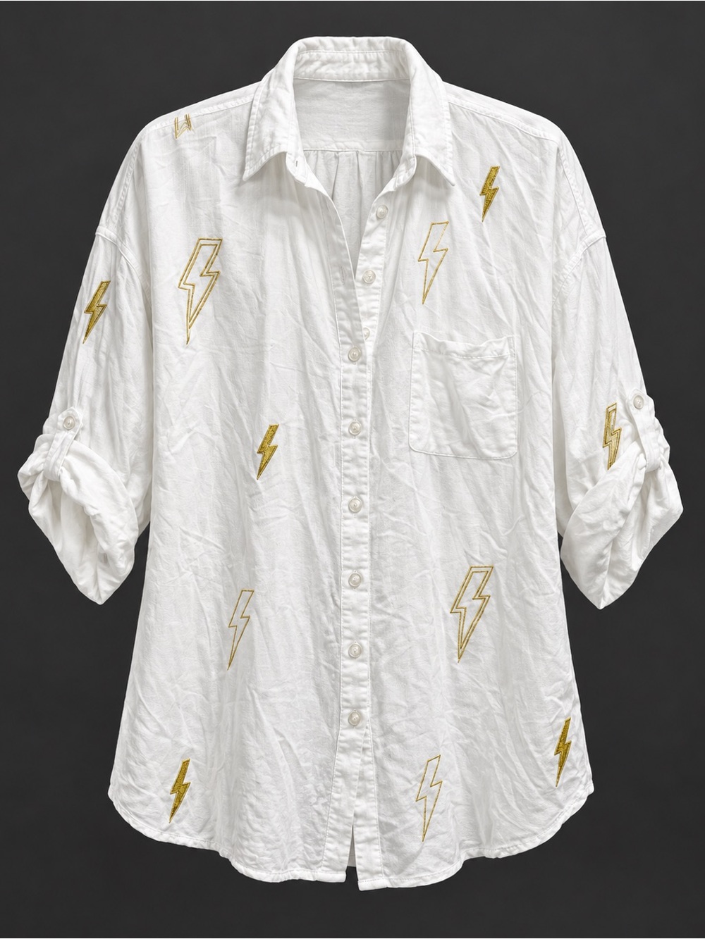 Torrid White Lightning Button-Up Shirt Size 1